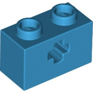 Lego kostka (kostička) 1x2, křížovou dírou (otvorem), azurová tmavá (6249815)